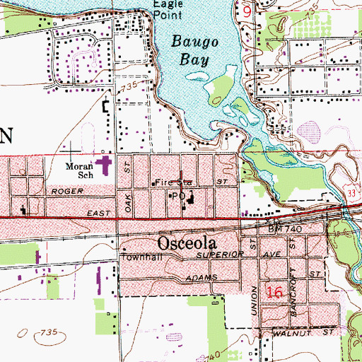 Topographic Map of Osceola, IN