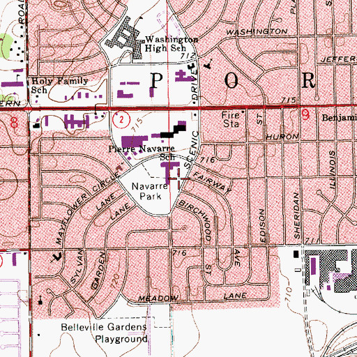 Topographic Map of Pierre Navarre Middle School, IN