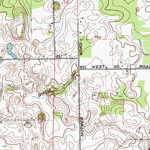 Topographic Map of Pine Creek, IN