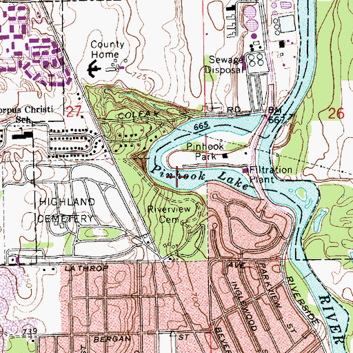 Topographic Map of Pinhook Lake, IN