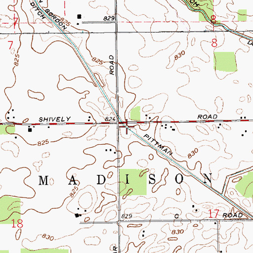 Topographic Map of Pittman Ditch, IN