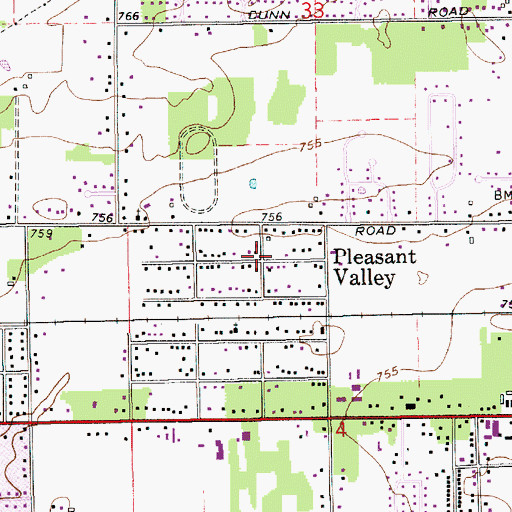 Topographic Map of Pleasant Valley, IN