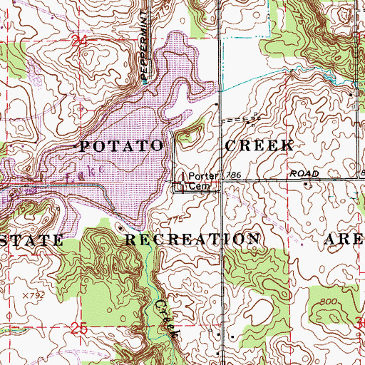 Topographic Map of Porter Cemetery, IN
