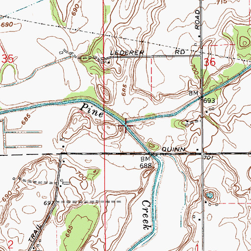 Topographic Map of Potato Creek, IN