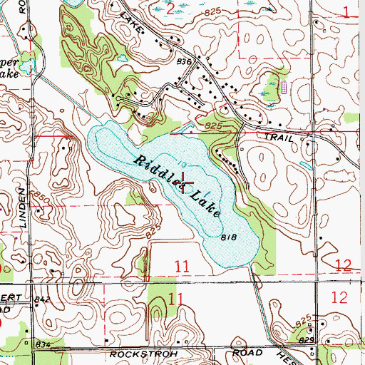 Topographic Map of Riddles Lake, IN