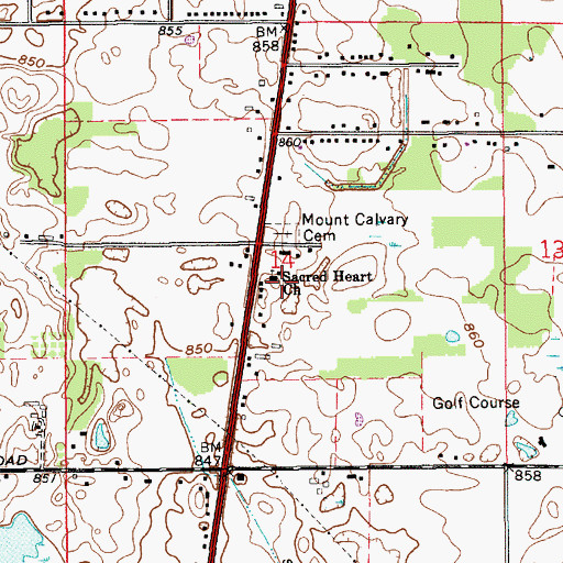 Topographic Map of Sacred Heart Church, IN