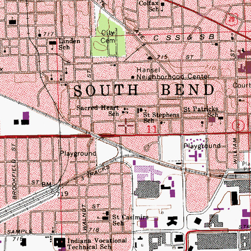 Topographic Map of Sacred Heart School, IN