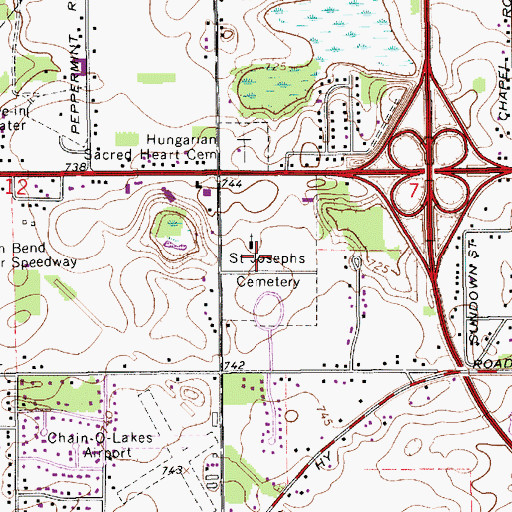Topographic Map of Saint Josephs Cemetery, IN