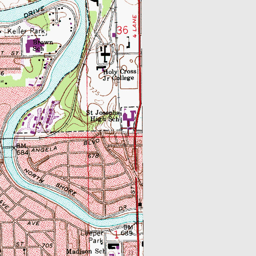 Topographic Map of Saint Joseph High School, IN
