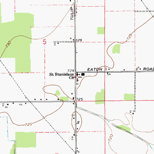 Topographic Map of Saint Stanislaus Church, IN