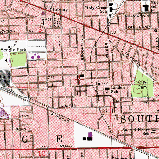 Topographic Map of Saint Stanislawa School, IN