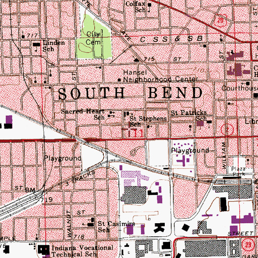 Topographic Map of Saint Stephens School, IN