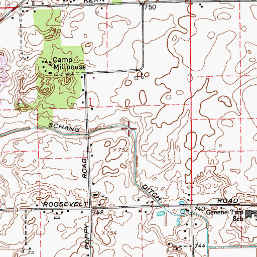 Topographic Map of Schang Ditch, IN