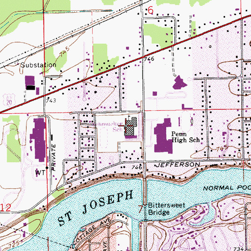 Topographic Map of Schmucker Middle School, IN