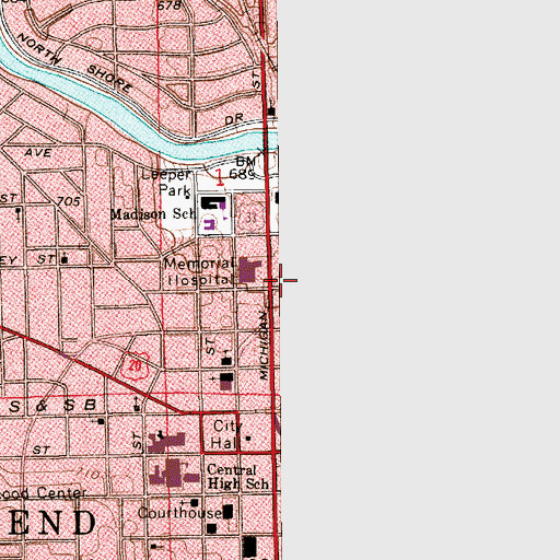 Topographic Map of South Bend, IN