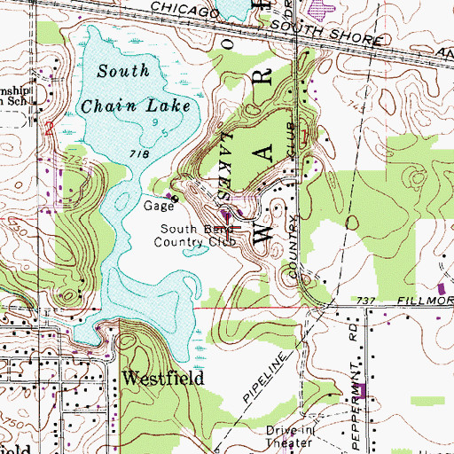 Topographic Map of South Bend Country Club, IN