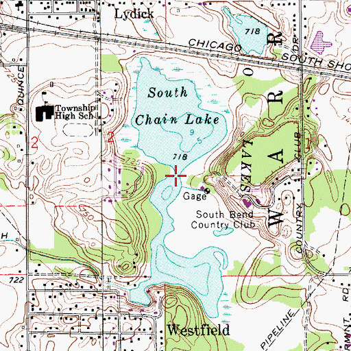 Topographic Map of South Chain Lake, IN