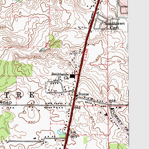 Topographic Map of Southside Church, IN