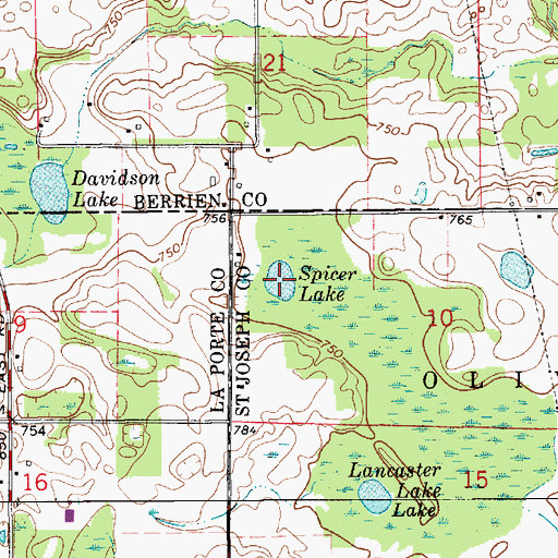 Topographic Map of Spicer Lake, IN