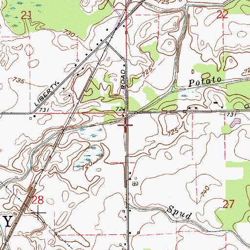 Topographic Map of Spud Run, IN