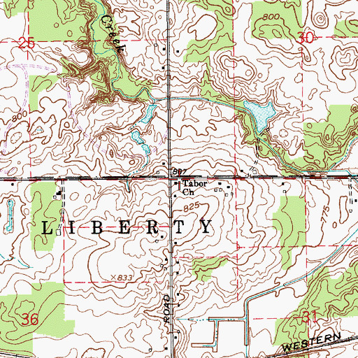 Topographic Map of Tabor Church, IN