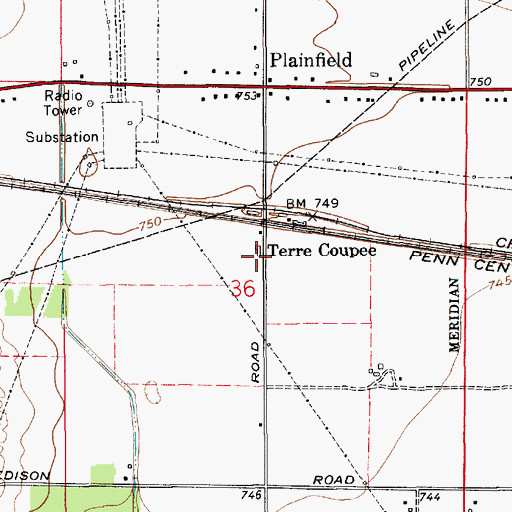 Topographic Map of Terre Coupee, IN