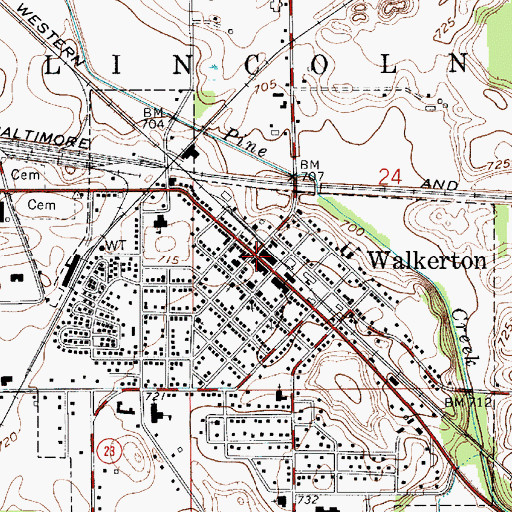Topographic Map of Walkerton, IN