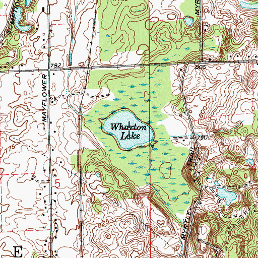 Topographic Map of Wharton Lake, IN