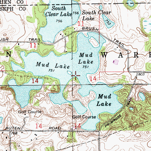 Topographic Map of Mud Lake, IN