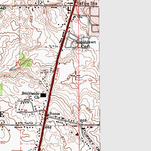 Topographic Map of Township of Centre, IN