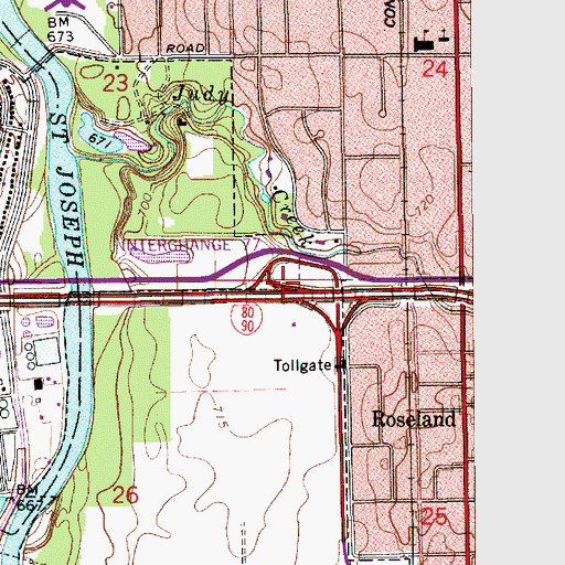 Topographic Map of Interchange 8, IN
