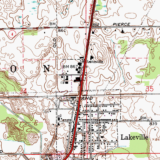 Topographic Map of Lakeville Elementary School, IN