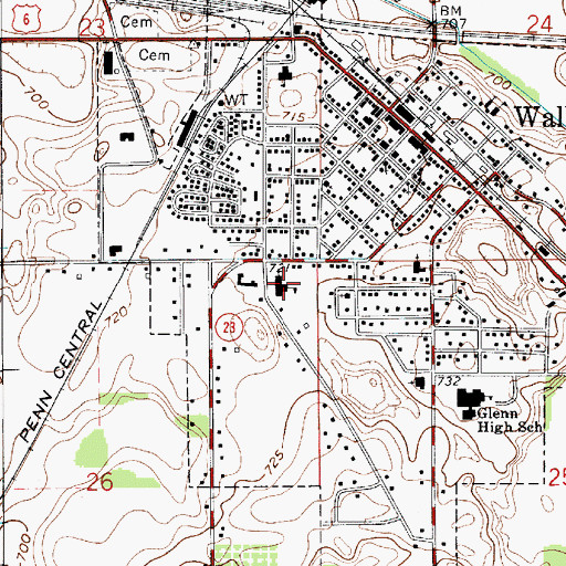 Topographic Map of Walkerton Elementary School, IN