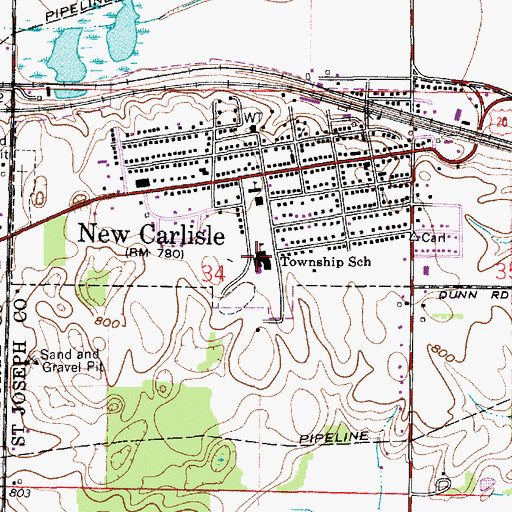 Topographic Map of Olive Township Elementary School, IN