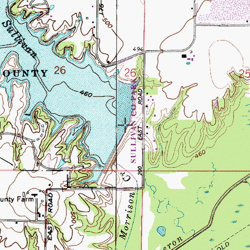 Topographic Map of Sullivan County Park, IN