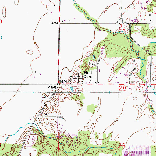 Topographic Map of Hull Cemetery, IN
