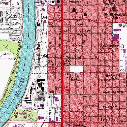 Topographic Map of Crawford School, IN
