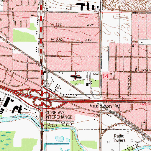 Topographic Map of Grissom Elementary School, IN