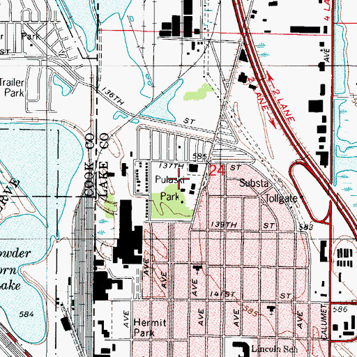 Topographic Map of Pulaski Park, IN