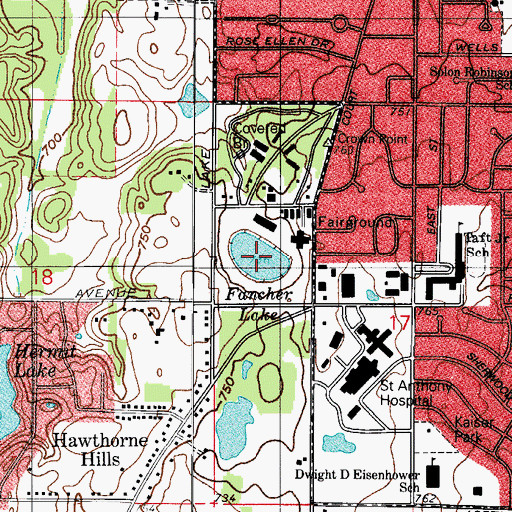 Topographic Map of Fancher Lake, IN