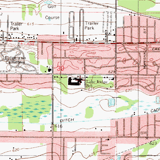 Topographic Map of Lake Ridge Middle School, IN