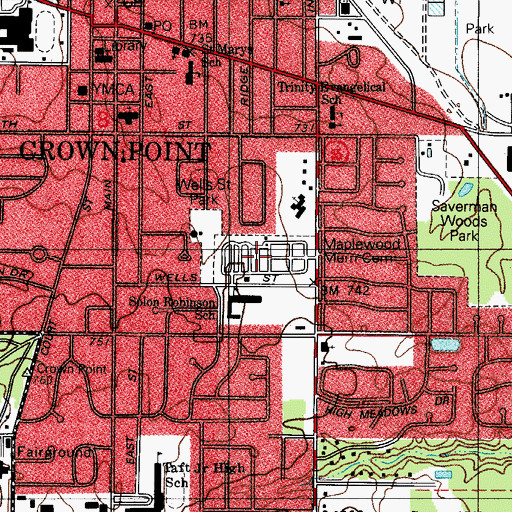 Topographic Map of Maplewood Memorial Cemetery, IN