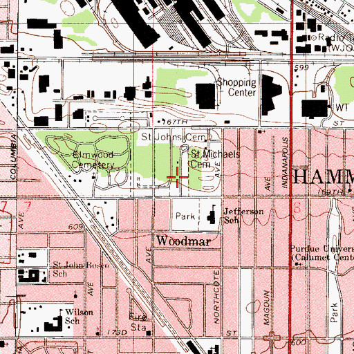 Topographic Map of Saint Michaels Cemetery, IN