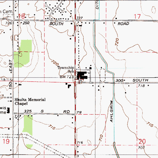 Topographic Map of Morgan Township School, IN
