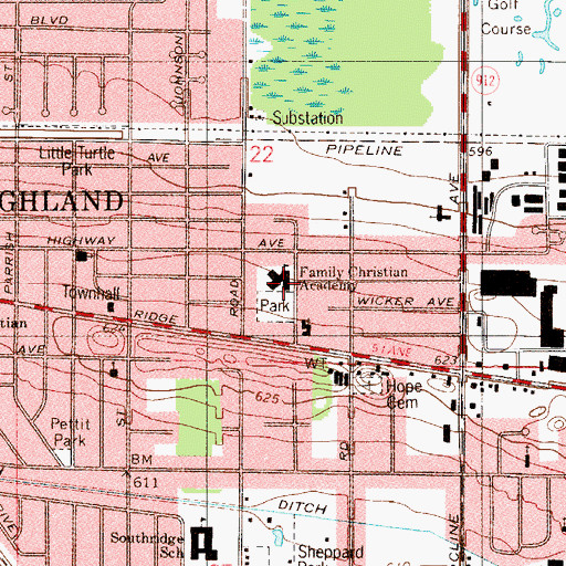 Topographic Map of Calumet Baptist Schools, IN