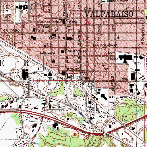 Topographic Map of Will Park, IN