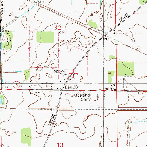 Topographic Map of Hopewell Mennonite Cemetery, IN