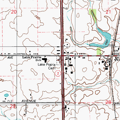 Topographic Map of Lake Prairie Cemetery, IN