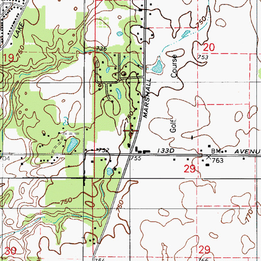 Topographic Map of Youche Country Club, IN