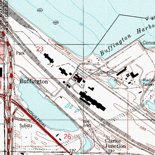 Topographic Map of Buffington Harbor Range Rear Light, IN